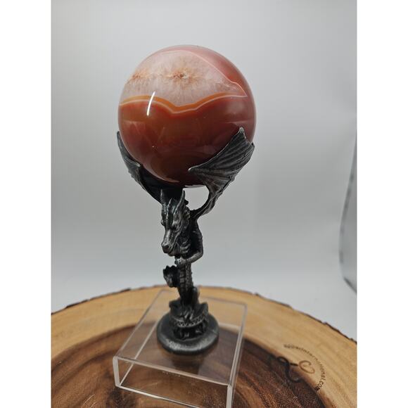 1.3lb 75mm Carnelian Quartz W/Dragon Stand - Picture 2 of 12